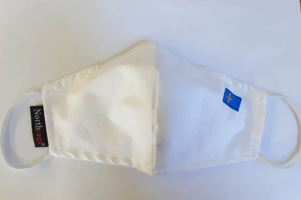 Mascarilla Blanca con bandera de Asturias Lavable y Reutilizable 100% Algodón, Pack 5