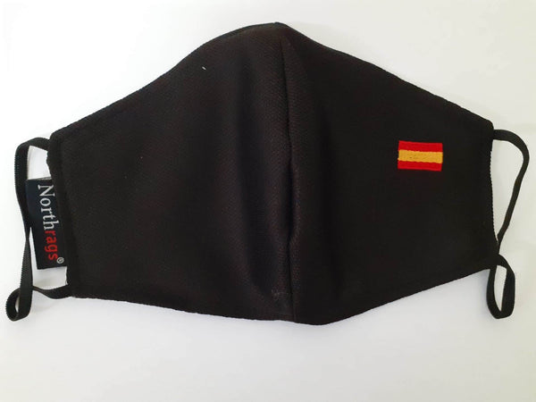 Pack 5 Mascarillas con bandera de España Lavable y Reutilizable 100% Poliester, Micro-fibra
