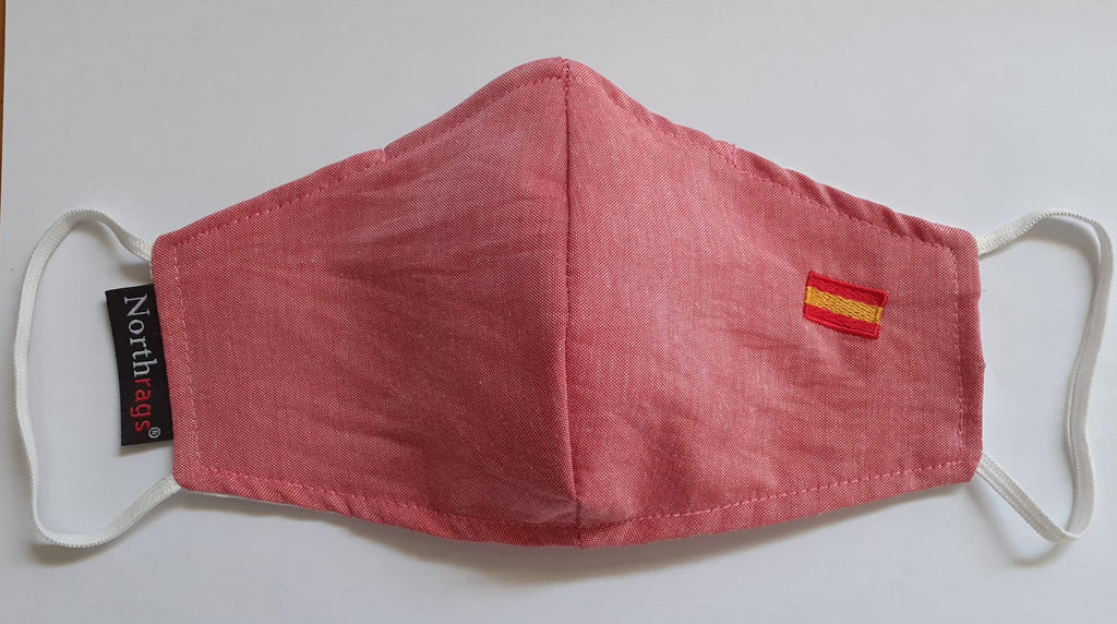 Mascarilla OES23 Bandera de España Lavable y Reutilizable 60%Algodón, 40% Polyester,Pack 5